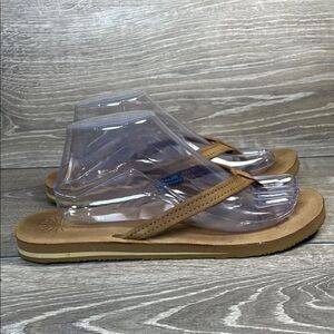 Ugg Kayla Brown Tan Leather Women’s Sz 10 SN3092 Slip On Flip Flop Thong Sandals